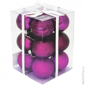 Набор пластиковых шаров 12 шт, 50 мм, цвет фуксии