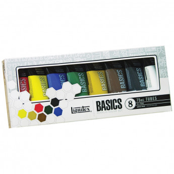 Набор красок акрил Liquitex "Basics" 75 мл, туба, 8 цв., картонная коробка