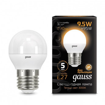 Лампа светодиодная Gauss LED Шар E27 9.5Вт 890Лм 3000K (105102110)