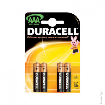 Батарейка LR03 DURACELL BASIC LR03 4BL, 4 шт/в уп