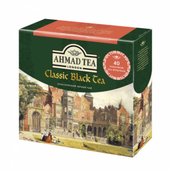 Чай AHMAD (Ахмад) "Classic Black Tea", черный, 40 пакетиков без ярлычков по 2 г, 1583