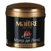 Чай листовой MAITRE "Мэтр де Люкс" черный 100 г, жестяная банка, бар165р Чай листовой MAITRE "Мэтр де Люкс" черный 100 г, жестяная банка, бар165р