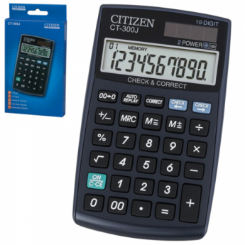 Калькулятор CITIZEN настольный CT-300J, 10 разрядов, двойное питание, 120x72 мм