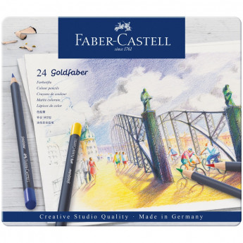 Карандаши цветные Faber-Castell 'Goldfaber' 24цв., круглые, заточен., метал. коробка
