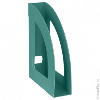 Лоток для бумаг вертикальный СТАММ "Респект", темно-зеленый, ширина 70мм