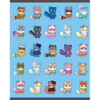 Тетрадь общая А5 96л №1School NFT Котики гол.,клет,скреп, ВД-лак