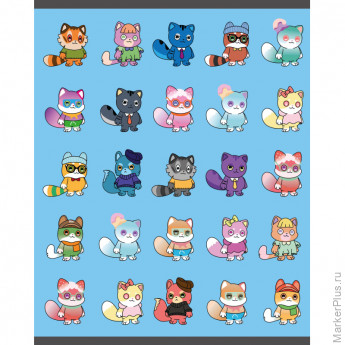 Тетрадь общая А5 96л №1School NFT Котики гол.,клет,скреп, ВД-лак