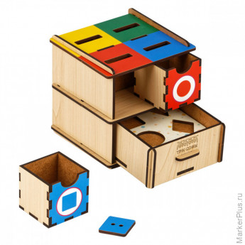 Обучающая игра ТРИ СОВЫ Сортер-комодик "Геометрические фигуры", дерево