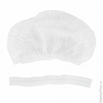 Шапочка "Шарлотта" белая, КОМПЛЕКТ 100 шт., спанбонд 10 г/м2, МЕДСЕРВИС