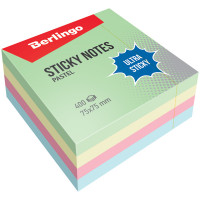Самоклеящийся блок Berlingo 'Ultra Sticky', 75*75мм, 400л, 4 пастельных цвета