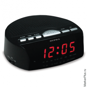 Часы-радиобудильник SUPRA SA-26FM, ЖК-дисплей, AM/FM-диапазон, черный/красный