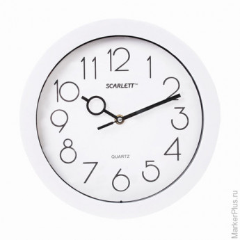 Часы настенные SCARLETT SC-09D, круг, белые, белая рамка, 25,5x25,5x4,6 см, SC - 09D