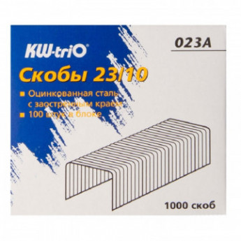 Скобы для степлера N23/10 KW-Trio 023A, оцинкованные 1000 шт в уп, комплект 1000 шт