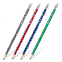 Набор карандашей чернографитных BRAUBERG "G-100" 12 шт., HB, с ластиком, корпус ассорти, 181716, комплект 12 шт