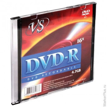 Диск DVD-R VS, 4,7 Gb, 16x, Slim Case, VSDVDRSL01