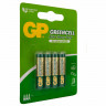 Батарейки КОМПЛЕКТ 4 шт. GP GreenCell AAA (R03, 24G), солевые, мизинчиковые, блистр, 24G-2CR4