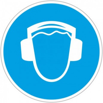 Знак безопасности M03 Работать в защитных наушниках (плёнка,200х200)