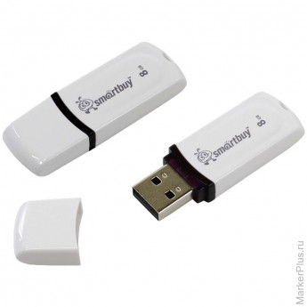 Память Smart Buy 'Paean' 8GB, USB 2.0 Flash Drive, белый