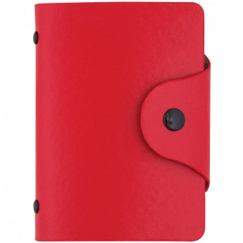 Визитница карманная OfficeSpace на 40 визиток, 80*110мм, кожзам, кнопка, красный