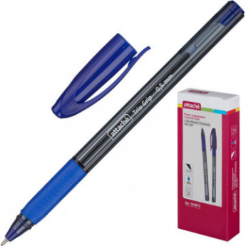 Ручка шариковая Attache Trio Grip, маслян, син. стерж, 10 шт/в уп