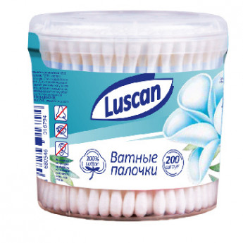 Палочки ватные Luscan стакан 200шт/уп, комплект 200 шт