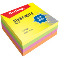 Самоклеящийся блок Berlingo 'Ultra Sticky', 75*75мм, 320л, 4 неоновых цвета