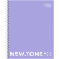 Тетрадь 80л., А5, клетка на гребне Hatber "NEWtone Neon. Лаванда", 80г/м2,пластик.обложка,перфор. 4 шт/в уп