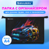 Папка для труда на молнии BRAUBERG А4, 2 отделения, органайзер, "Neon drift", 272213 Папка для труда на молнии BRAUBERG А4, 2 отделения, органайзер, "Neon drift", 272213