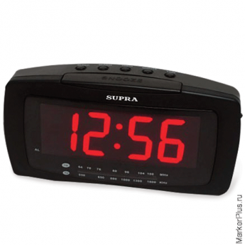 Часы-радиобудильник SUPRA SA-28FM, ЖК-дисплей, АМ/FM-диапазон, черный/красный