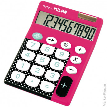 Калькулятор настольный 10 разрядов, двойное питание, 145*106*21 мм, розовый