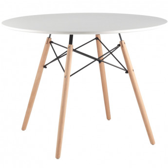 Стол обеденный SG_Eames DSW круглый,опоры бук, D1000, МДФ белый