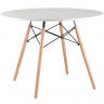 Стол обеденный SG_Eames DSW круглый,опоры бук, D1000, МДФ белый