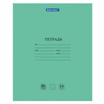 Тетрадь BRAUBERG EXTRA 24л. клетка, плотная бумага 80г/м2, обложка картон, КОД_1С