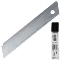 Лезвия для ножей 18 мм КОМПЛЕКТ 10 ШТ., толщина лезвия 0,38 мм, в пластиковом пенале, STAFF 'Basic', 235466, комплект 10 шт