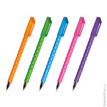 Ручка шариковая масляная BRAUBERG Orient Color, СИНЯЯ, корпус ассорти, В ДИСПЛЕЕ, игольчатый узел 0,7 мм, линия письма 0,35 мм, 143001