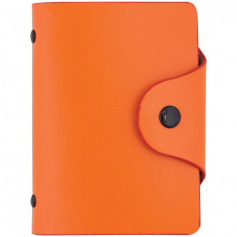 Визитница карманная OfficeSpace на 40 визиток, 80*110мм, кожзам, кнопка, оранжевый