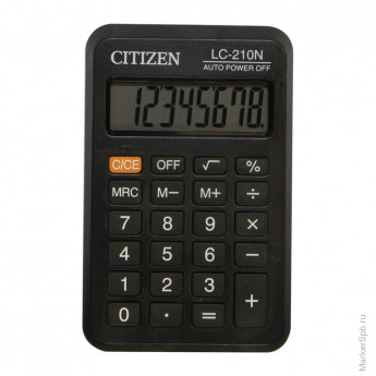 Калькулятор карманный LC 8 разрядов, питание от батарейки, 60*99*7 мм, черный