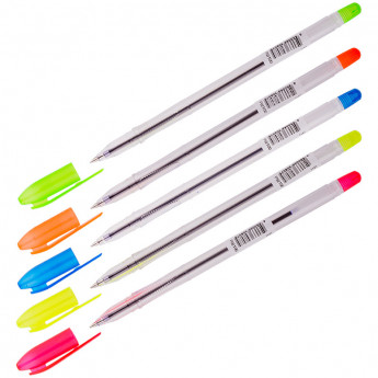 Ручка шариковая Стамм 'VeGa Neon' синяя, 0,7 мм, прозрачный корпус, 50 шт/в уп