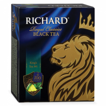 Чай RICHARD (Ричард) "King's Tea №1" ("Кингс Ти"), черный, ароматизированный, 100 пакетиков по 2 г, 