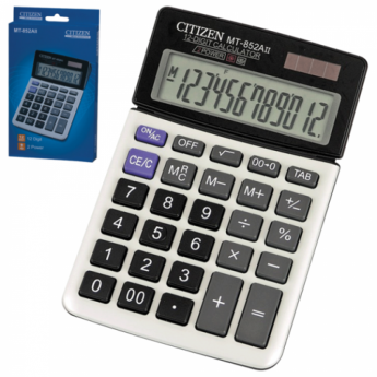 Калькулятор CITIZEN настольный MT-852AII, 12 разрядов, двойное питание, 160х104 мм