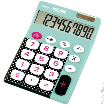 Калькулятор настольный 10 разрядов, двойное питание, 145*106*21 мм, голубой