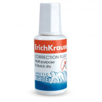 Корректирующая жидкость ERICH KRAUSE "Arctic White", 20 мл, экстра-белизна, флакон с кисточкой, 6 Корректирующая жидкость ERICH KRAUSE "Arctic White", 20 мл, экстра-белизна, флакон с кисточкой, 6