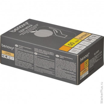 Мед.смотров. перчатки латекс., нестер.,н/о,текстур,Benovy (XL) 50 пар/уп