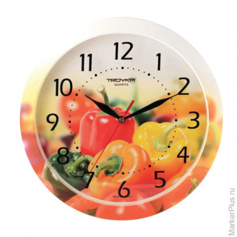 Часы настенные TROYKA 11000022, круг, с рисунком "Болгарский перец", рамка в цвет корпуса, 29x29x3,5