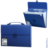 Папка-портфель пластиковая BRAUBERG А4 (332х245х35 мм), 13 отделений, синяя, 221379