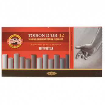 Пастель художественная Koh-I-Noor 'Toison D'or Soft 8592 Grey line', 12цв., картон. упак.