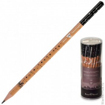 Карандаш чернографитный HappyGraphix романтика крафт HB 2 мм 21-0030/34