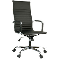 Кресло руководителя Helmi HL-E17 "Slim", экокожа черная, хром