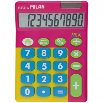 Калькулятор настольный 10 разрядов, двойное питание, 145*106*21 мм, розовый микс, блистер с европод.