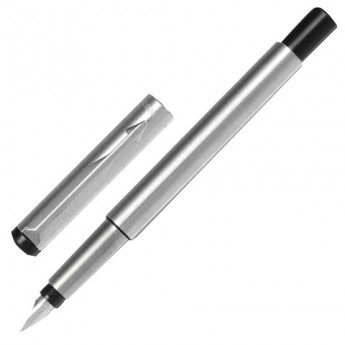 Ручка перьевая PARKER Vector Stainless Steel CT, корпус серебристый, дет. нерж. сталь, синяя,2025443
